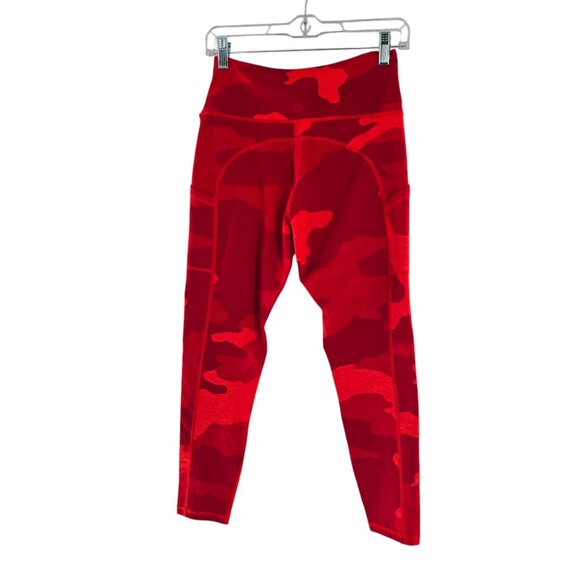 Aerie The Hugger Pocket Legging High Rise in Red Orange Camo Print Size Medium - Picture 2 of 9